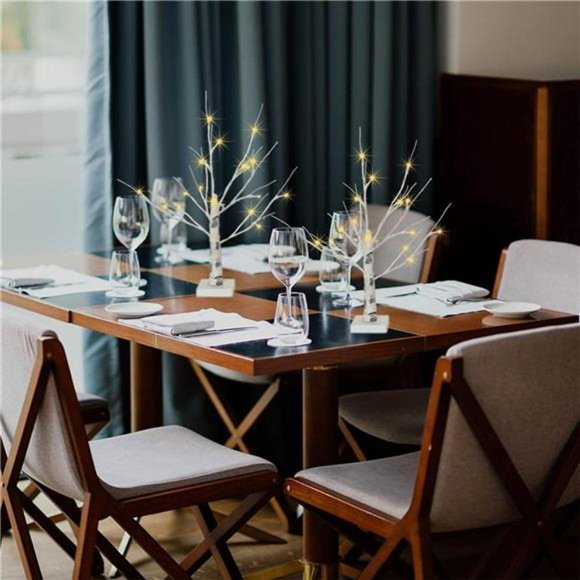 Lighted Birch Tree Warm White Light Up Tabletop Small LED Tree Artificial Decor - Picture 6 of 7